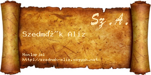 Szedmák Aliz névjegykártya